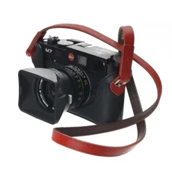 Artisan&Artist Red Leather Italian Camera Strap Ring Type L900 x W12mm
