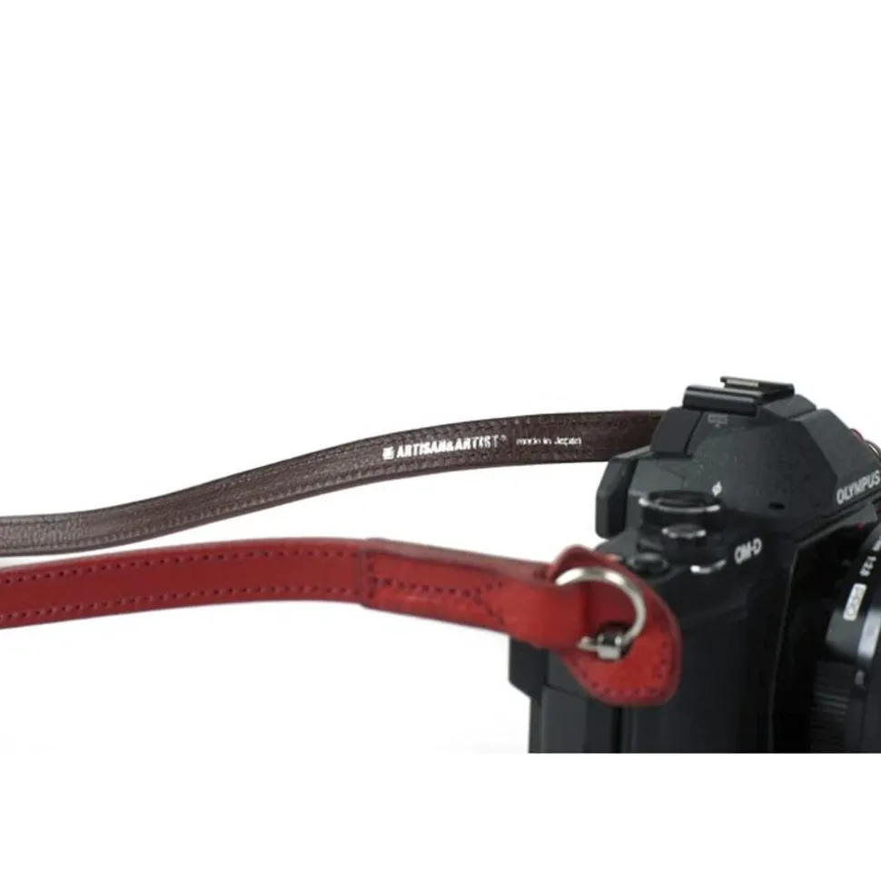 Artisan&Artist Red Leather Italian Camera Strap Ring Type L900 x W12mm