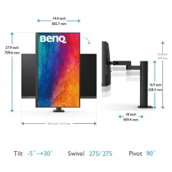 BenQ PD2705UA 27-inch Ergo Arm 4K UHD sRGB HDR10 USB Type-C Monitor
