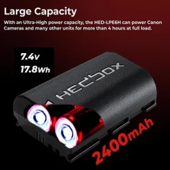 Hedbox Super High Capacity 17.8Wh 2400mAh DV Battery Pack for Canon LPE6