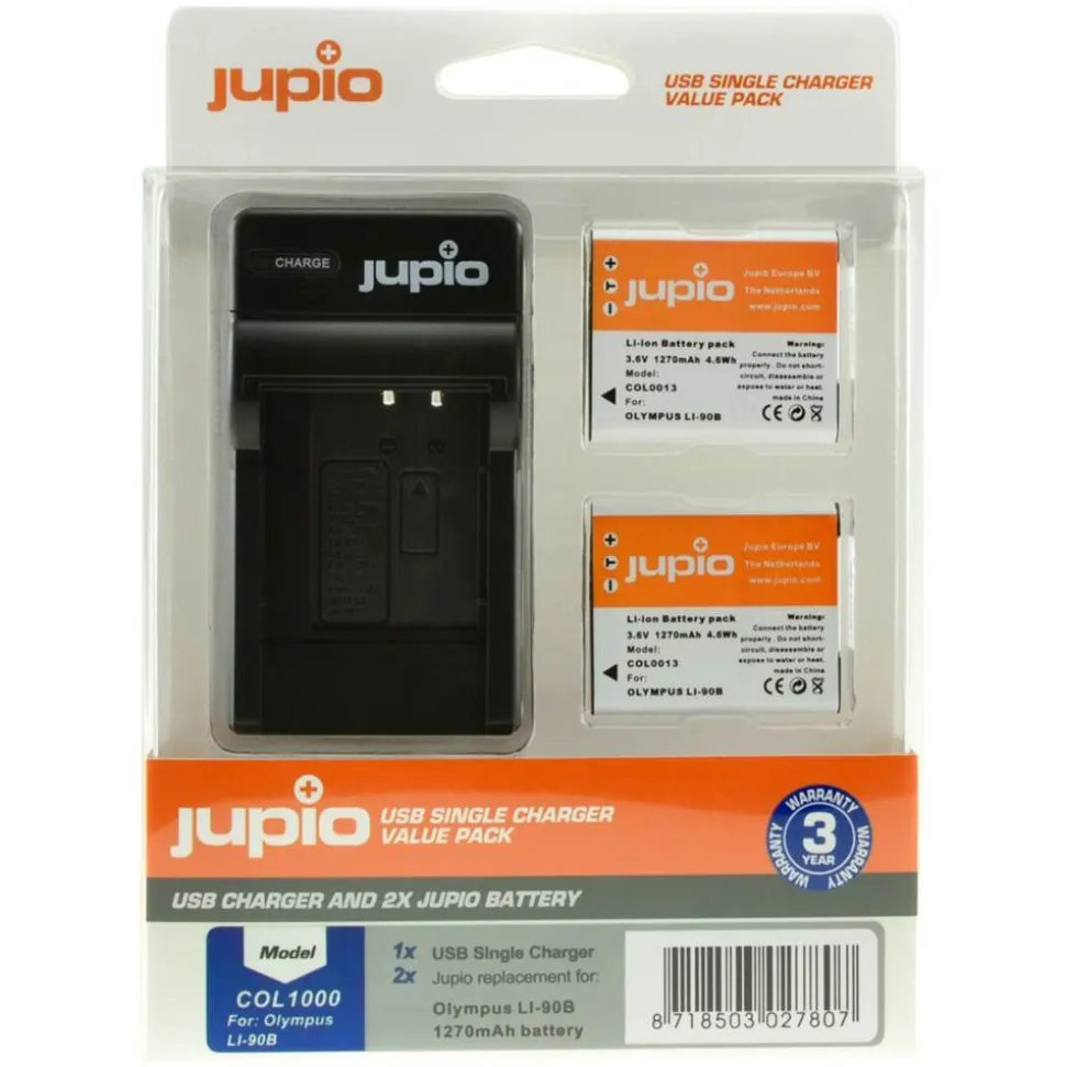 Jupio Kit 2xBattery Li-90B Li-92B 1270mAh and Single Charger