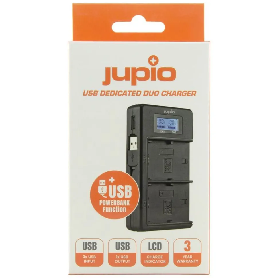 Jupio USB Dedicated Duo Charger LCD for Sony NP-FW50