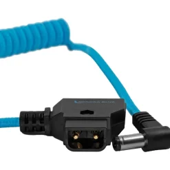 Kondor Blue Coiled D-Tap to DC 5.5 x 2.5mm Barrel Right-Angle Cable