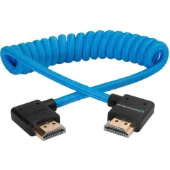 Kondor Blue Right Angle Full HDMI to HDMI Braided Coiled Cable Blue
