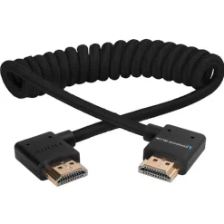 Kondor Blue Right Angle Full HDMI to HDMI Braided Coiled Cable Black
