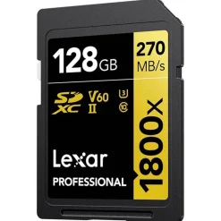 Lexar 128GB Professional 1800x 270MB/s UHS-II V60 SDXC Card Gold