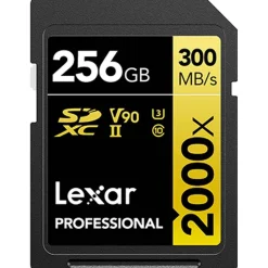 Lexar 256GB Professional 2000x 300MB/s UHS-II V90 SDXC Card Gold