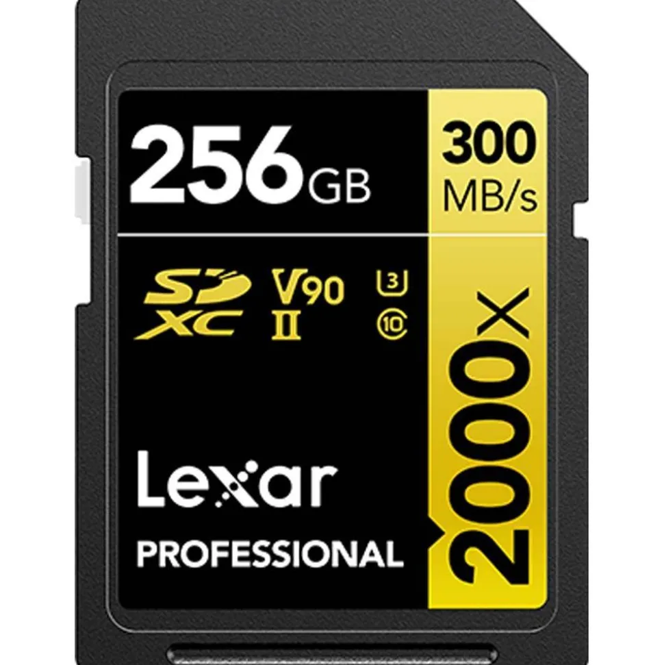 Lexar 256GB Professional 2000x 300MB/s UHS-II V90 SDXC Card Gold