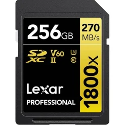 Lexar 256GB Professional 1800x 270MB/s UHS-II V60 SDXC Card Gold