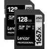 Lexar 128GB Professional 1667x UHS-II V60 SDXC Card Twin Pack