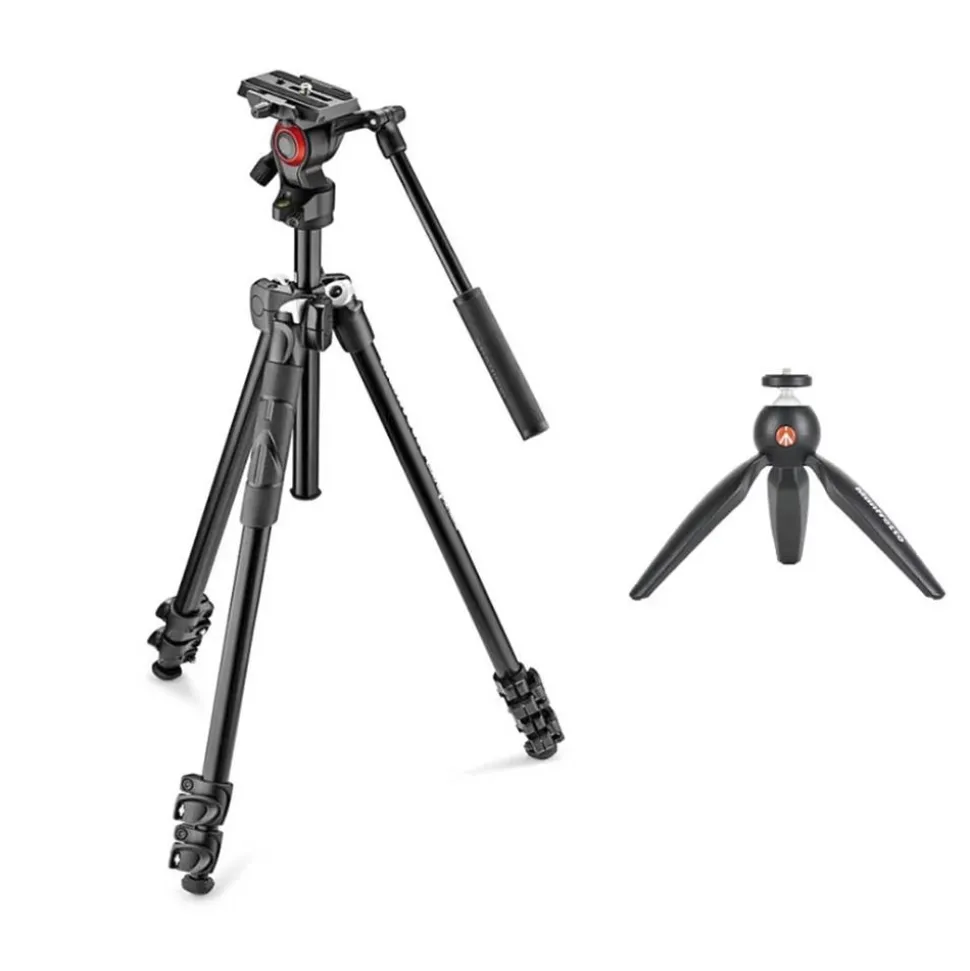 Manfrotto 290 Tripod with Video Head and Pixi Mini Bundle