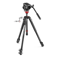 Manfrotto 190 X 3 Section Aluminium Tripod with 500 Fluid Head and Levelling Col