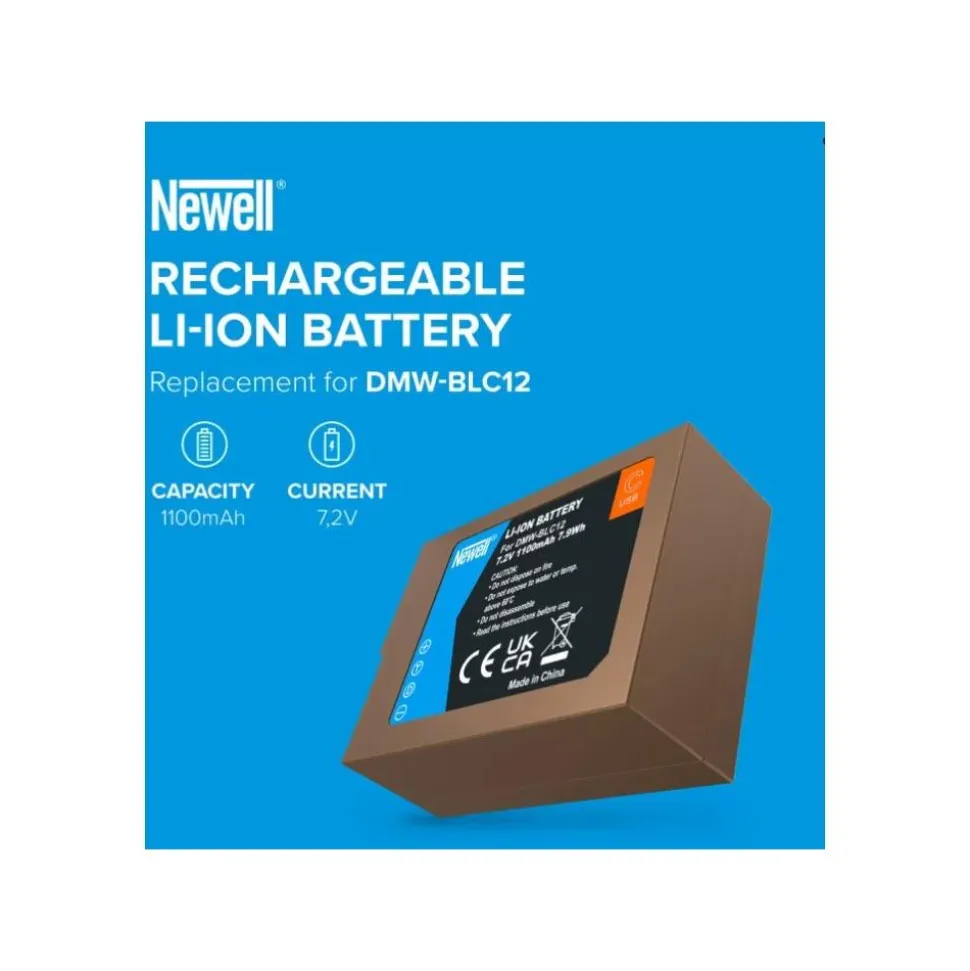 Newell Battery DMW-BLC12 with USB-C Onboard Recharge for Panasonic