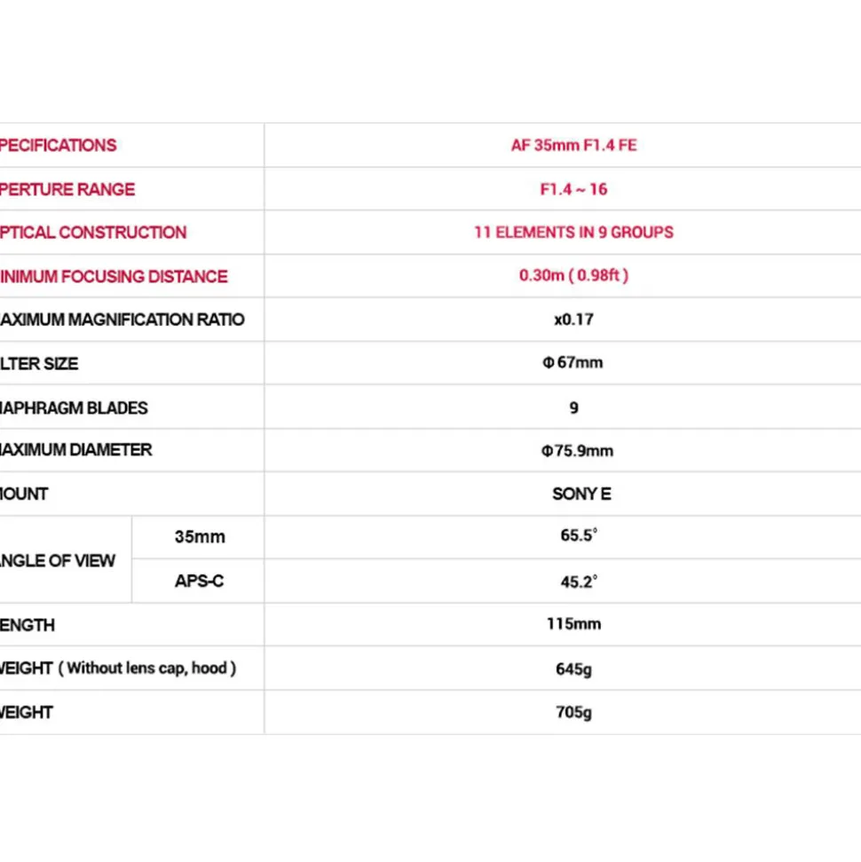 Samyang AF 35mm f/1.4 FE Lens Sony E