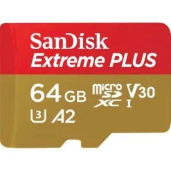 SanDisk 64GB Extreme PLUS 200MB/s A2 UHS-I microSDXC with SD Adapter