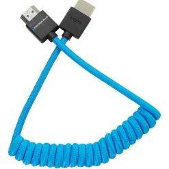 The Kondor Blue Full HDMI Coiled Cable 12 to 24-Inch Blue